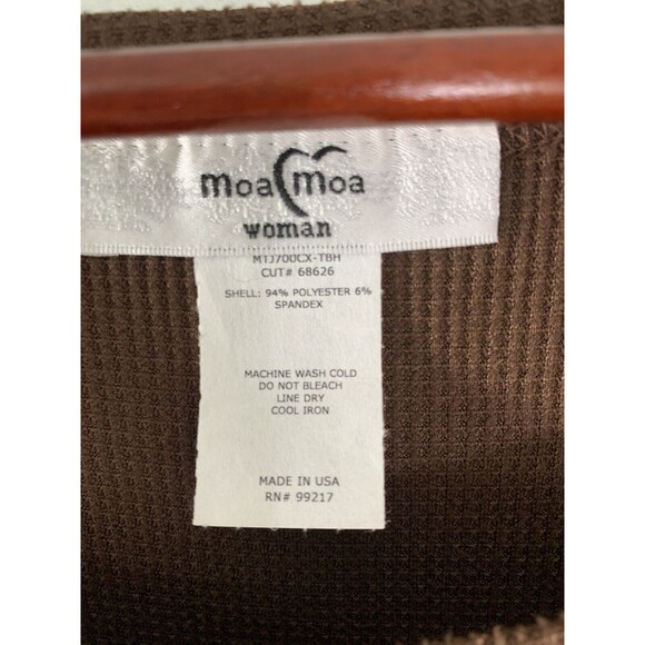 Moa Moa Top Women 1X Multicolor Block T Shirt Waffle Knit USA Cottage Casual NWT - Picture 3 of 9